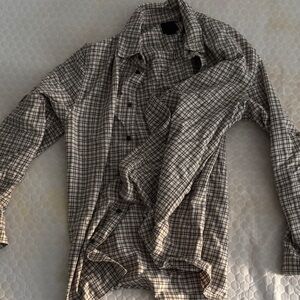 H&M Men's Casual Button Down Shirt - Black and White Plaid